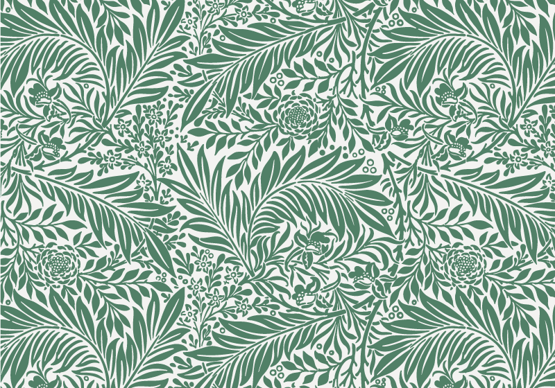 λεπτό πράσινο φύλλο μοτίβο floral χαλί - TenStickers