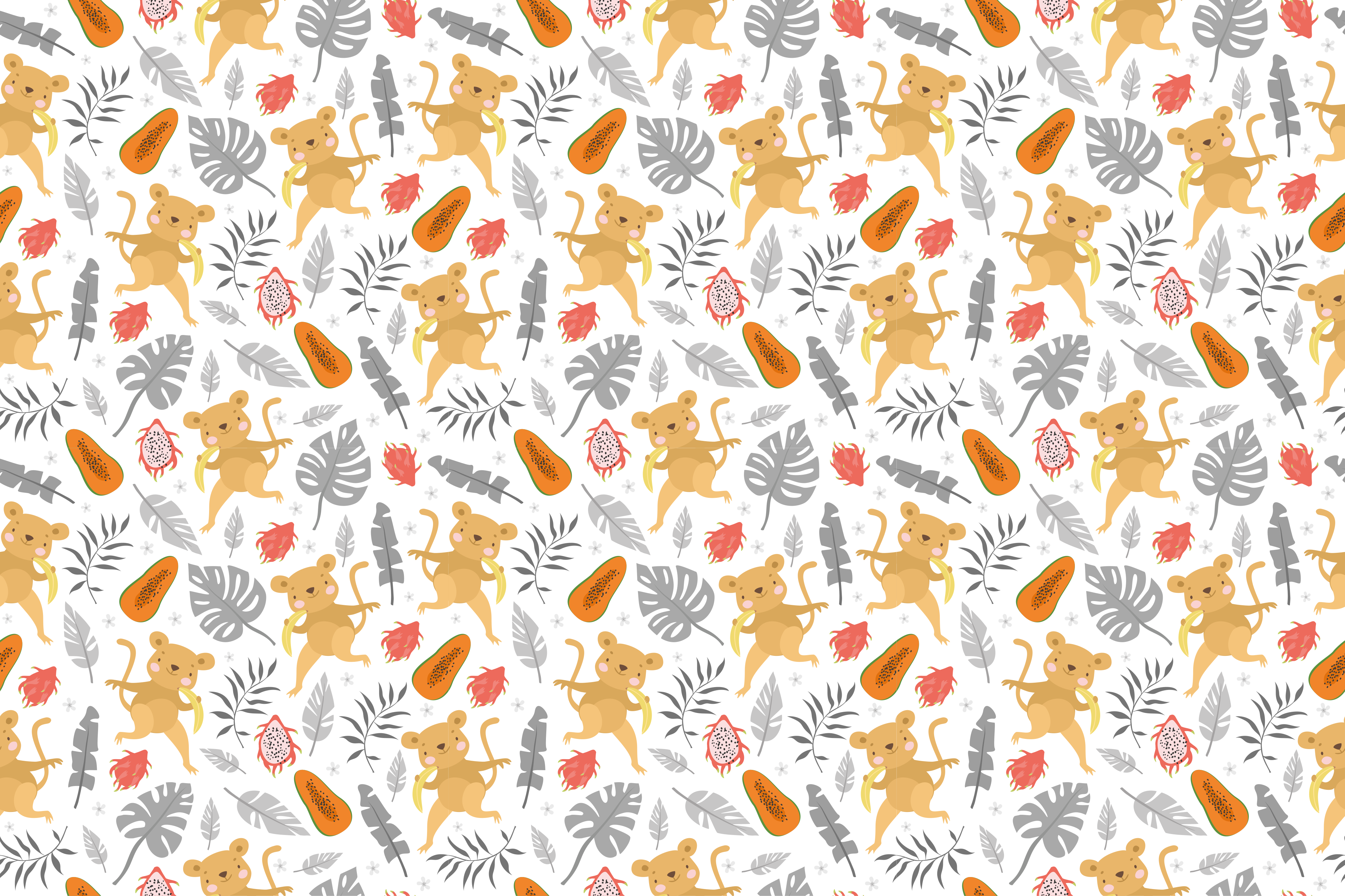 πιθήκους και εξωτικά φρούτα παιδικό χαλί βινυλίου - TenStickers