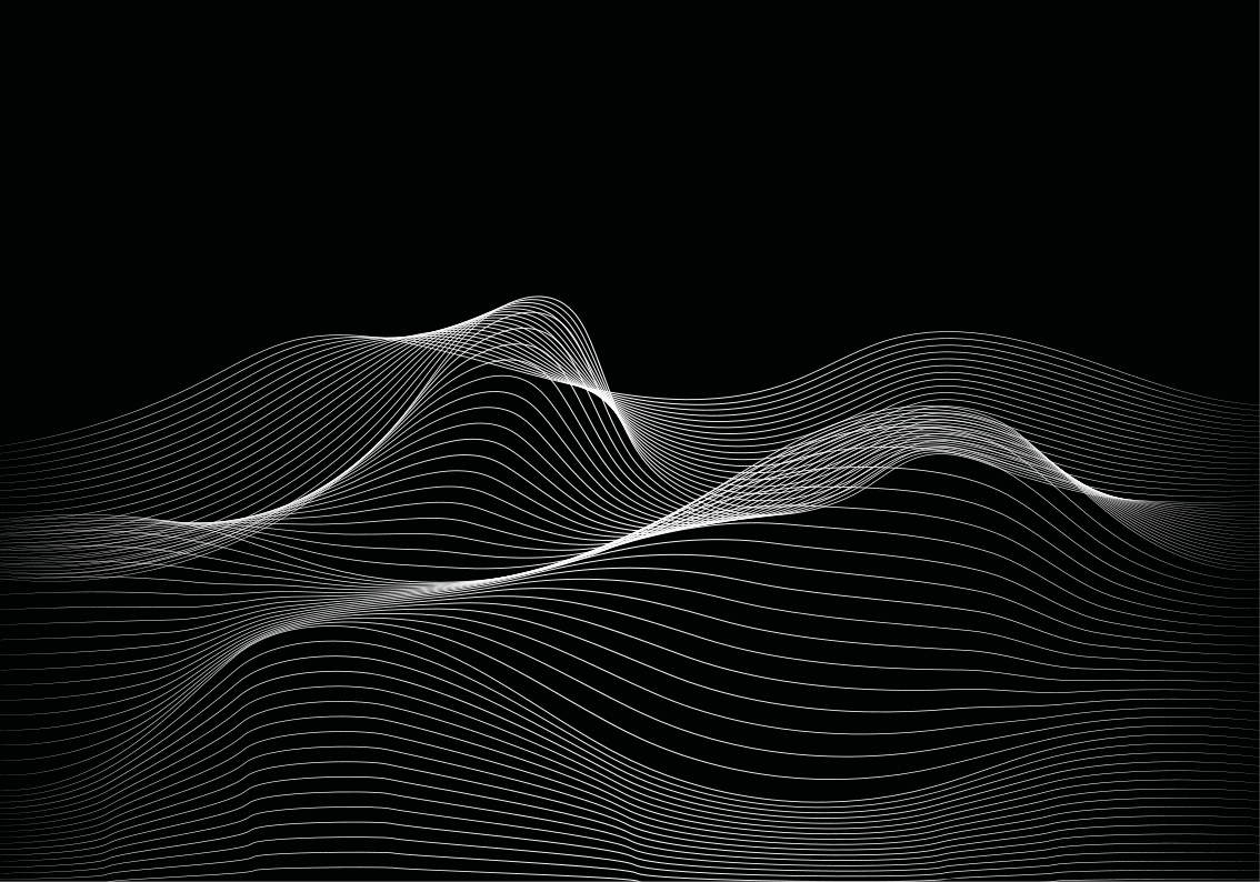 Τρισδιάστατο αφηρημένο δάπεδο μπάνιου μαύρου κύματος - TenStickers