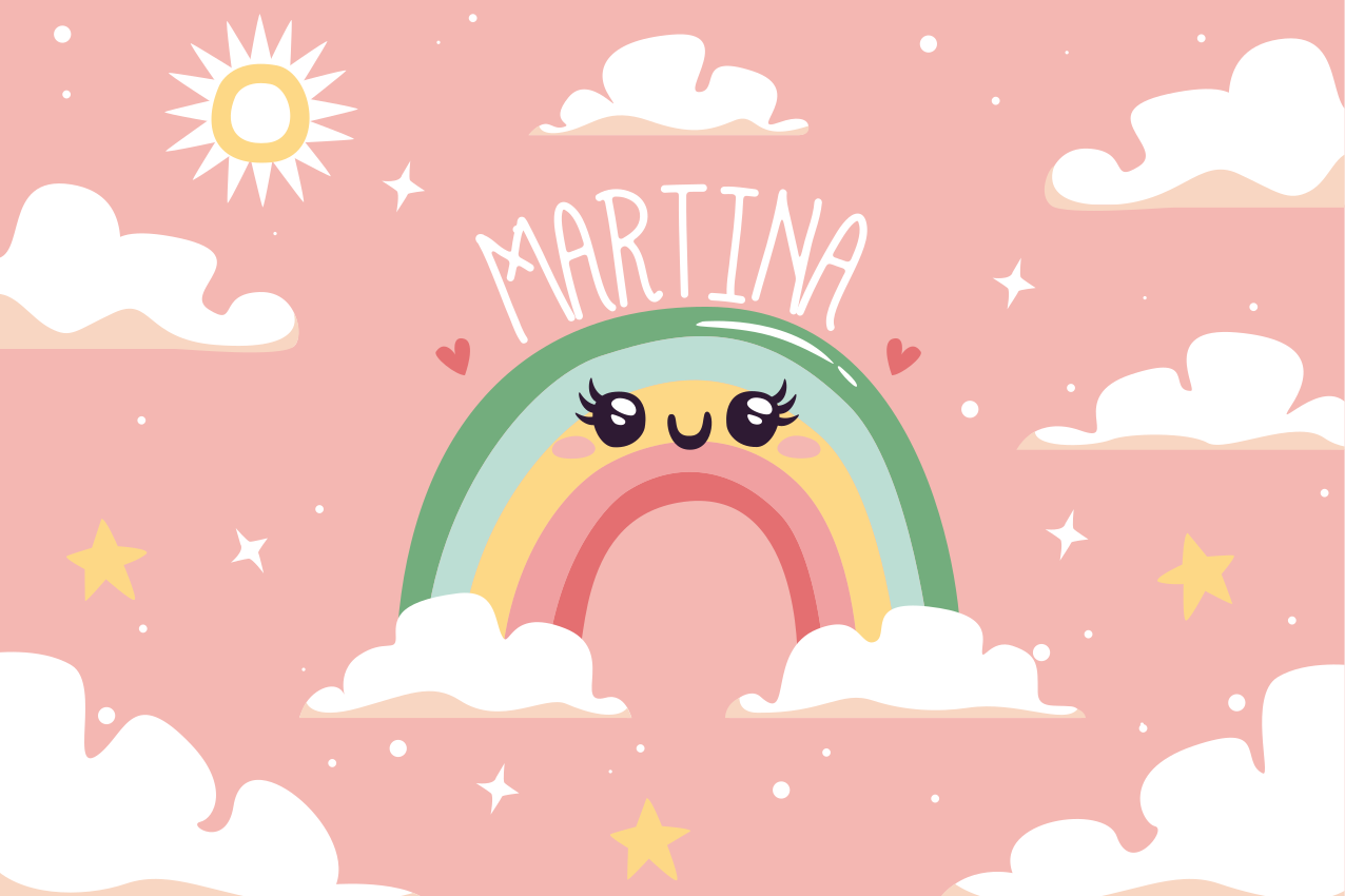 ωραίο ουράνιο τόξο με σύννεφα με χαλάκι - TenStickers