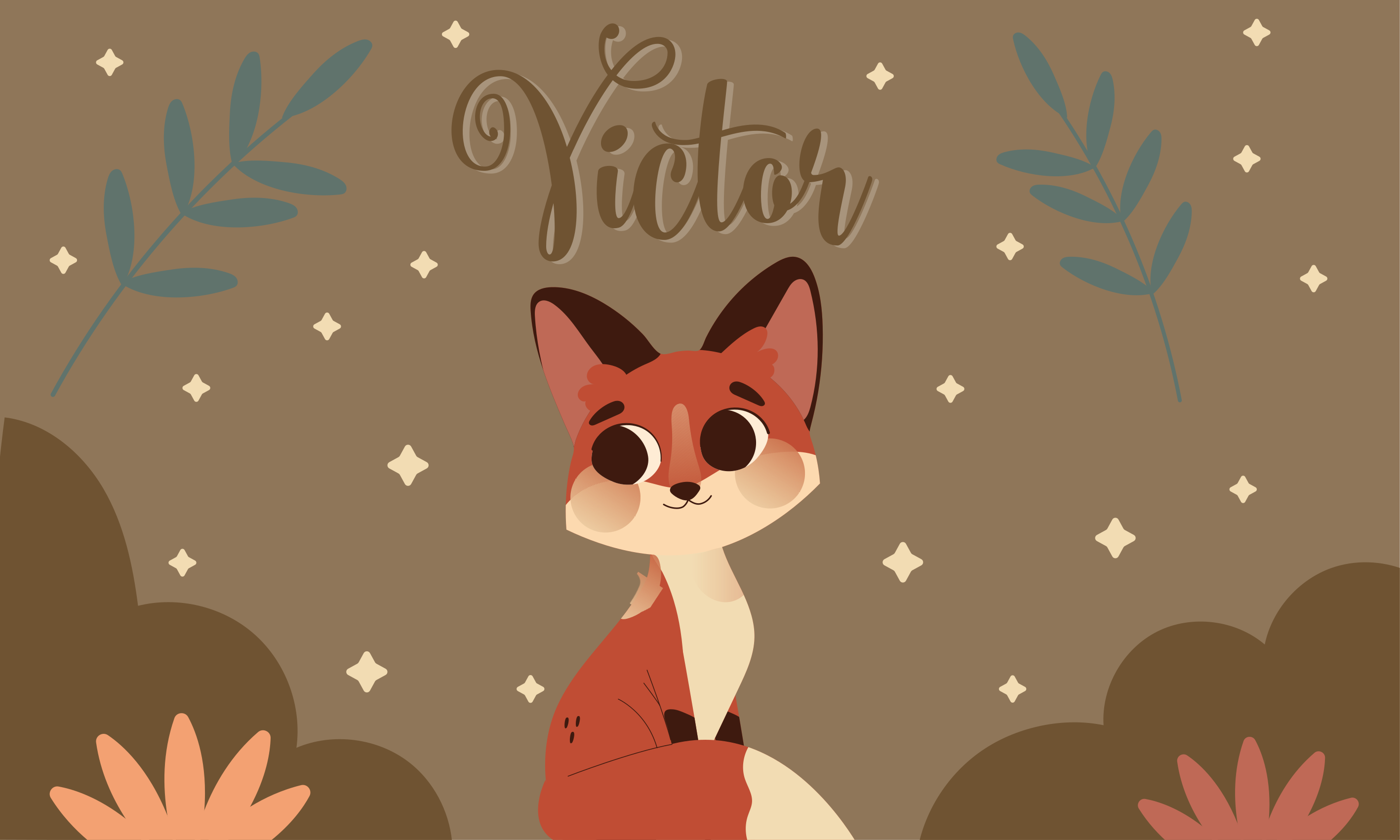 χαριτωμένη αλεπού για αγόρι με όνομα μωρό πατάκι - TenStickers