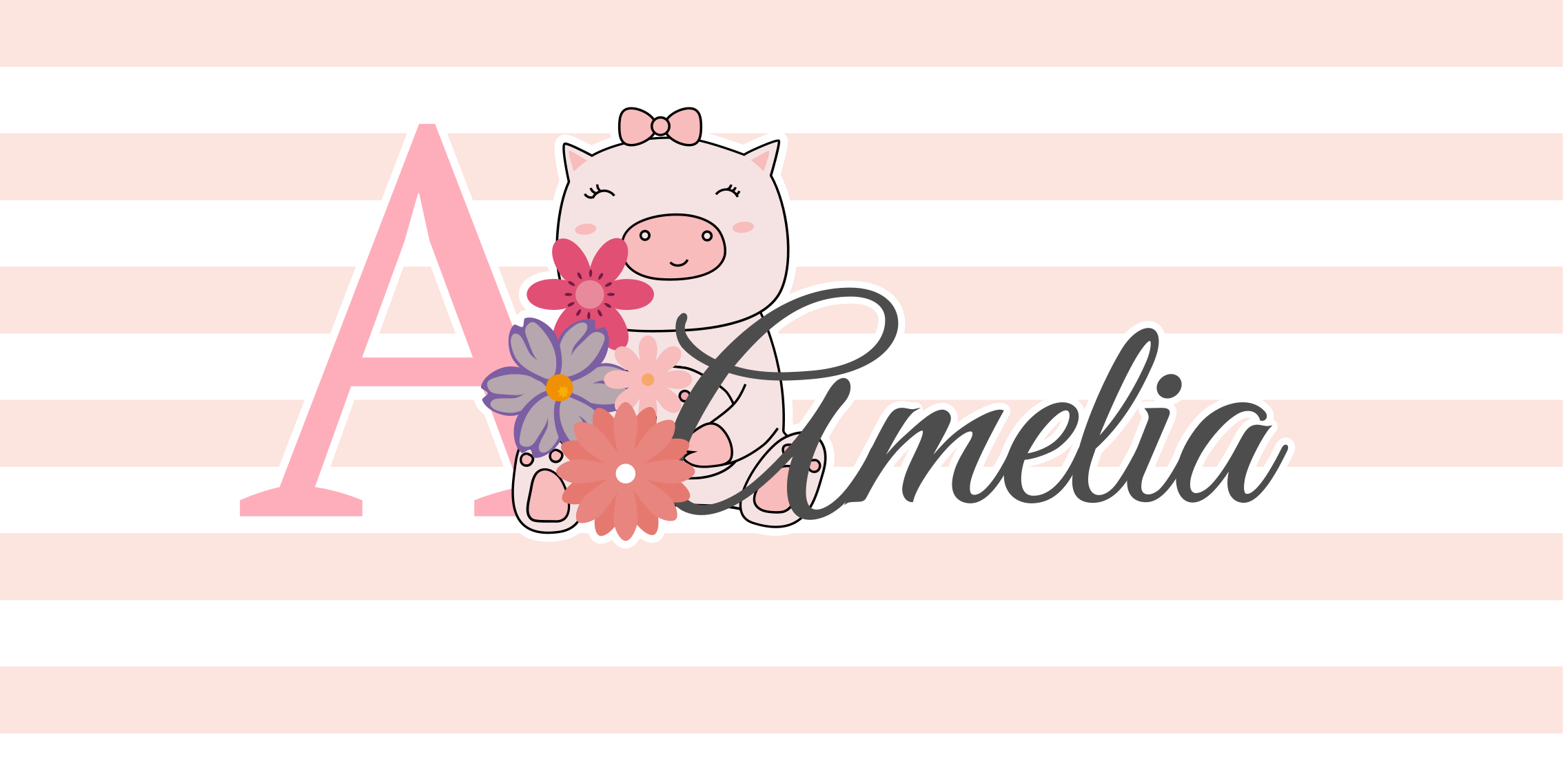 Βινυλιακό χαλί με όνομα χαριτωμένο γουρούνι εικονογράφηση - TenStickers