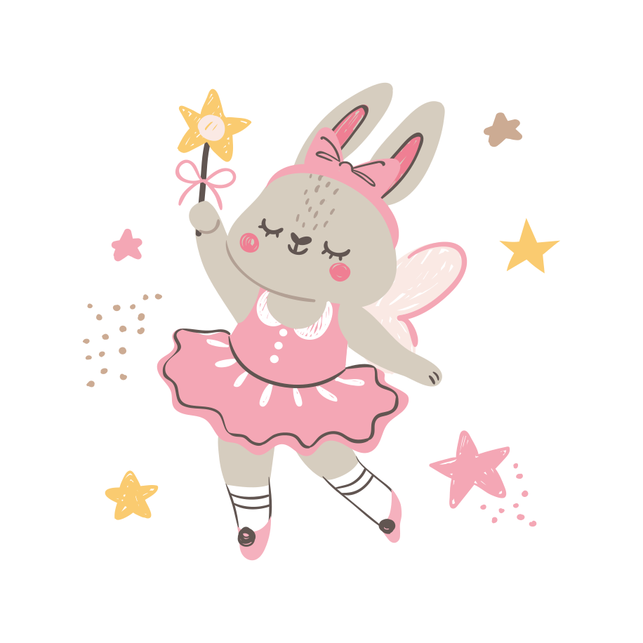 παιδικό χαλί δαπέδου χορευτικό κουνέλι με ραβδί - TenStickers