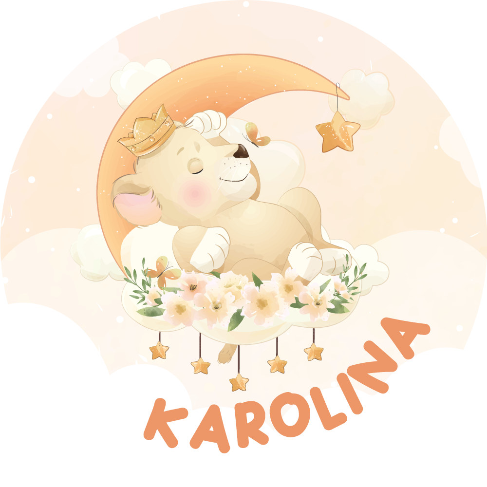 Βινυλιακό χαλί με όνομα νυσταγμένο λιοντάρι - TenStickers