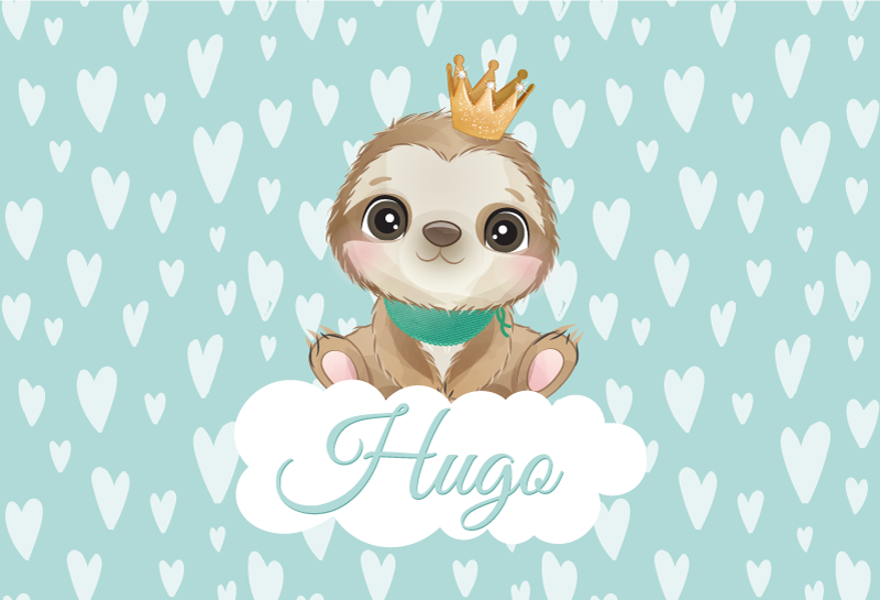 Βινυλιακό χαλί νηπιαγωγείου μωρό βραδύποδας με όνομα - TenStickers