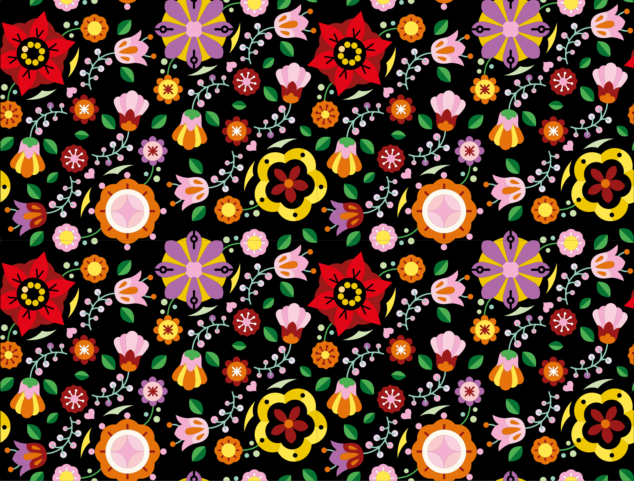 xαλί βινυλίου με λουλούδια φωτεινή βοτανική εικονογράφηση - TenStickers