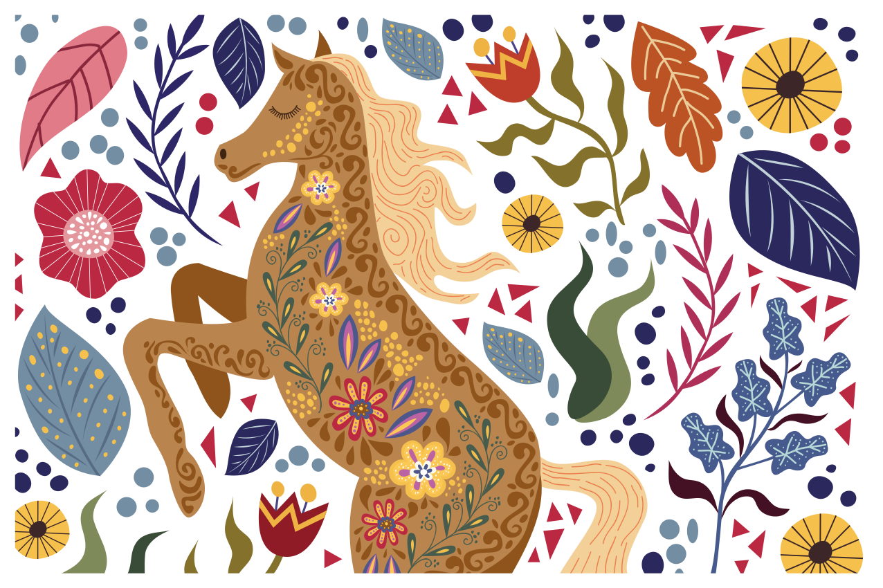 xαλί με εκτύπωση ζώου εντυπωσιακή δημιουργία τέχνης με άλογα - TenStickers