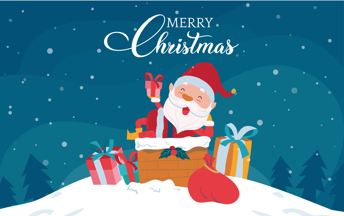 Άγιος Βασίλης με δώρα χριστουγεννιάτικο χαλί βινυλίου - TenStickers