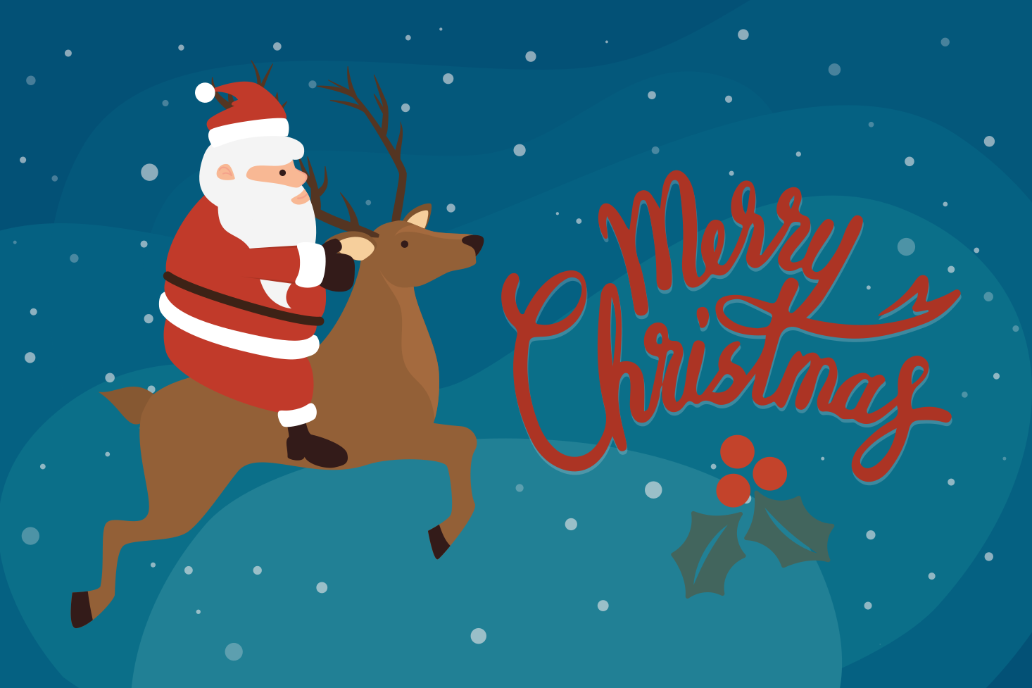 Άγιος Βασίλης με χαλί βινυλίου σχεδίου ταράνδων - TenStickers