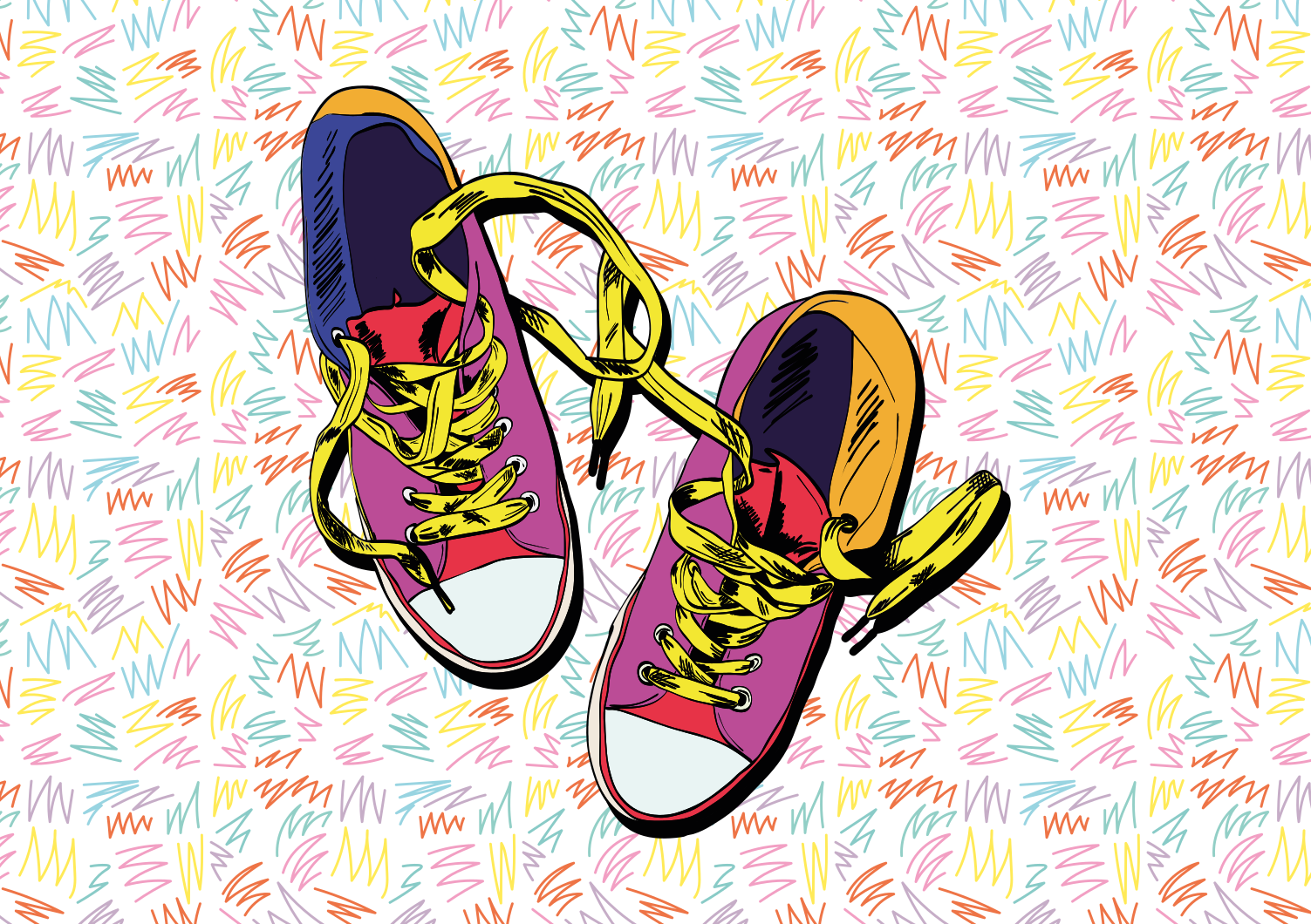 Converse illustration 80s vintage χαλί παπουτσιών - TenStickers