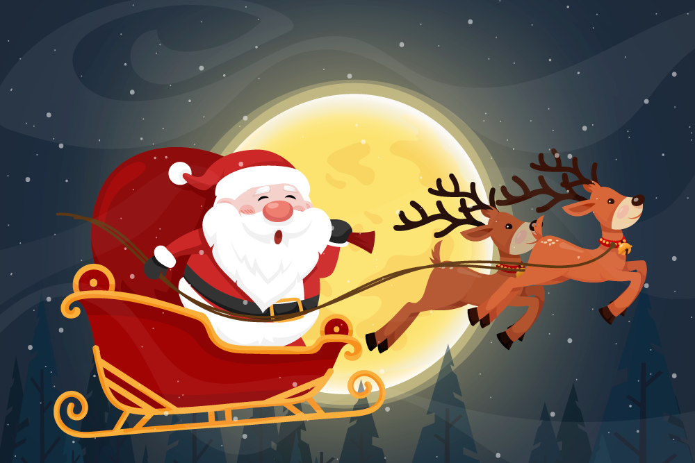 Χριστουγεννιάτικο χαλί βινυλίου Βόλτα του Άγιου Βασίλη - TenStickers