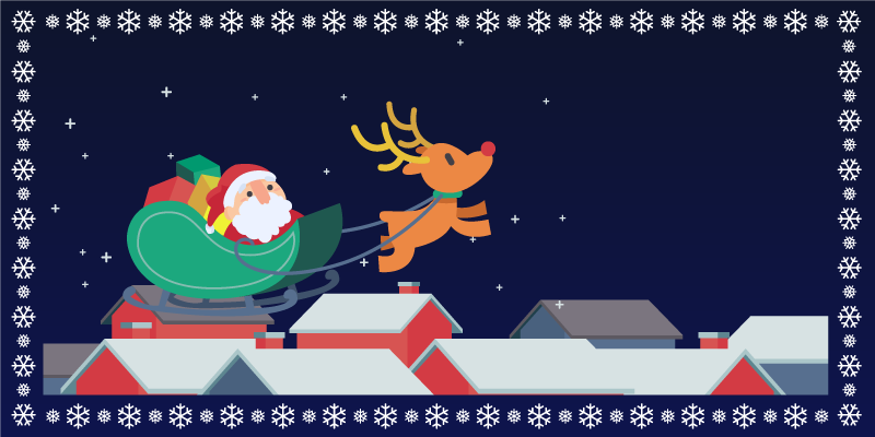 Άγιος Βασίλης στο έλκηθρό του με χριστουγεννιάτικο χαλί ταράνδων - TenStickers