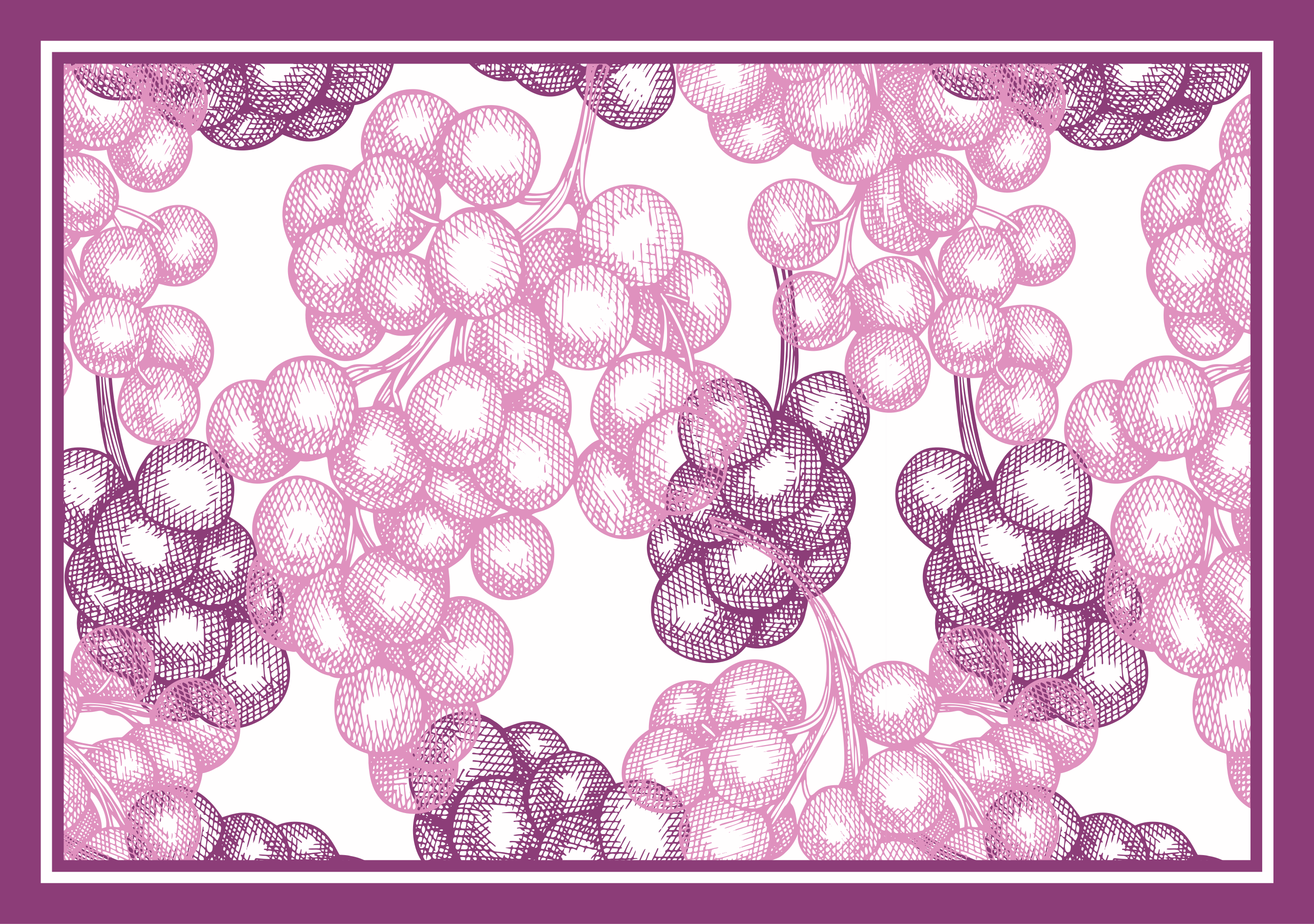 Σχεδιασμένα στο χέρι πλακάκια δαπέδου από ροζ/μωβ σταφύλια - TenStickers