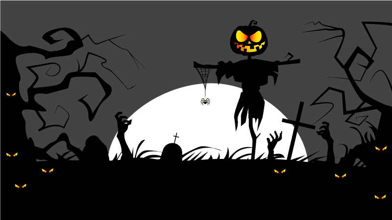 Χαλί βινυλίου Απόκριες απόκοσμο σκηνικό νεκροταφείου - TenStickers