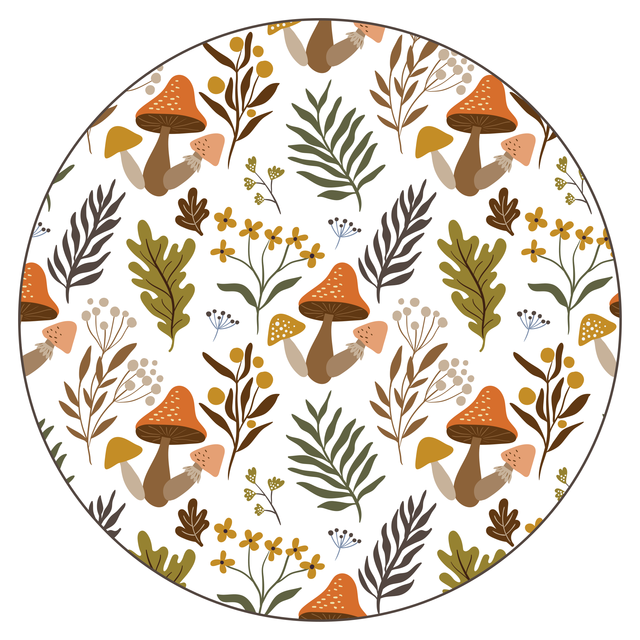 xαλί βινυλίου με λουλούδια υπέροχο μοτίβο μανιταριού - TenStickers