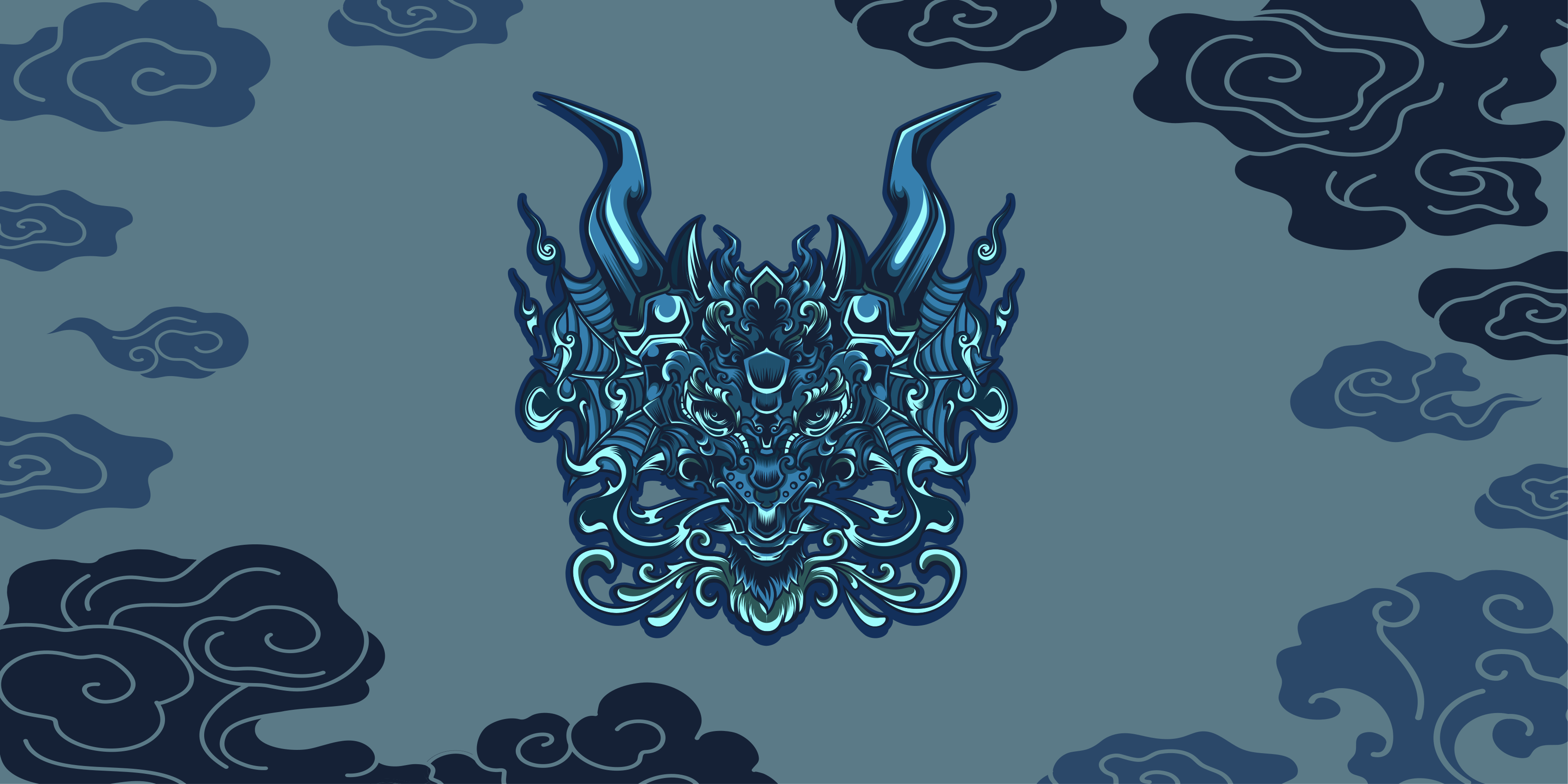 Εθνικό χαλί μοτίβο γκρι δράκου - TenStickers