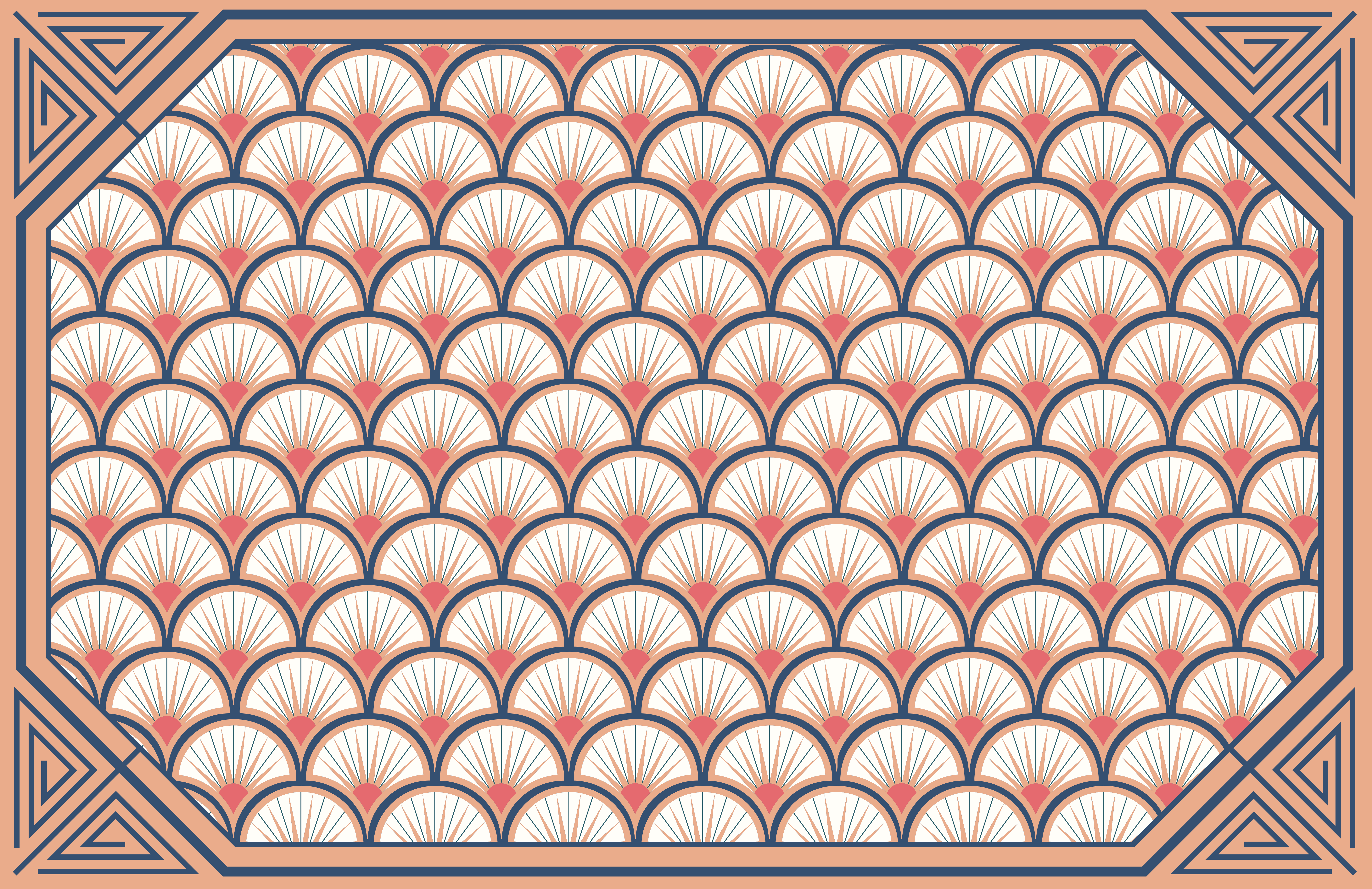 Art deco μοβ ροζ μοτίβο κεραμιδιών - TenStickers