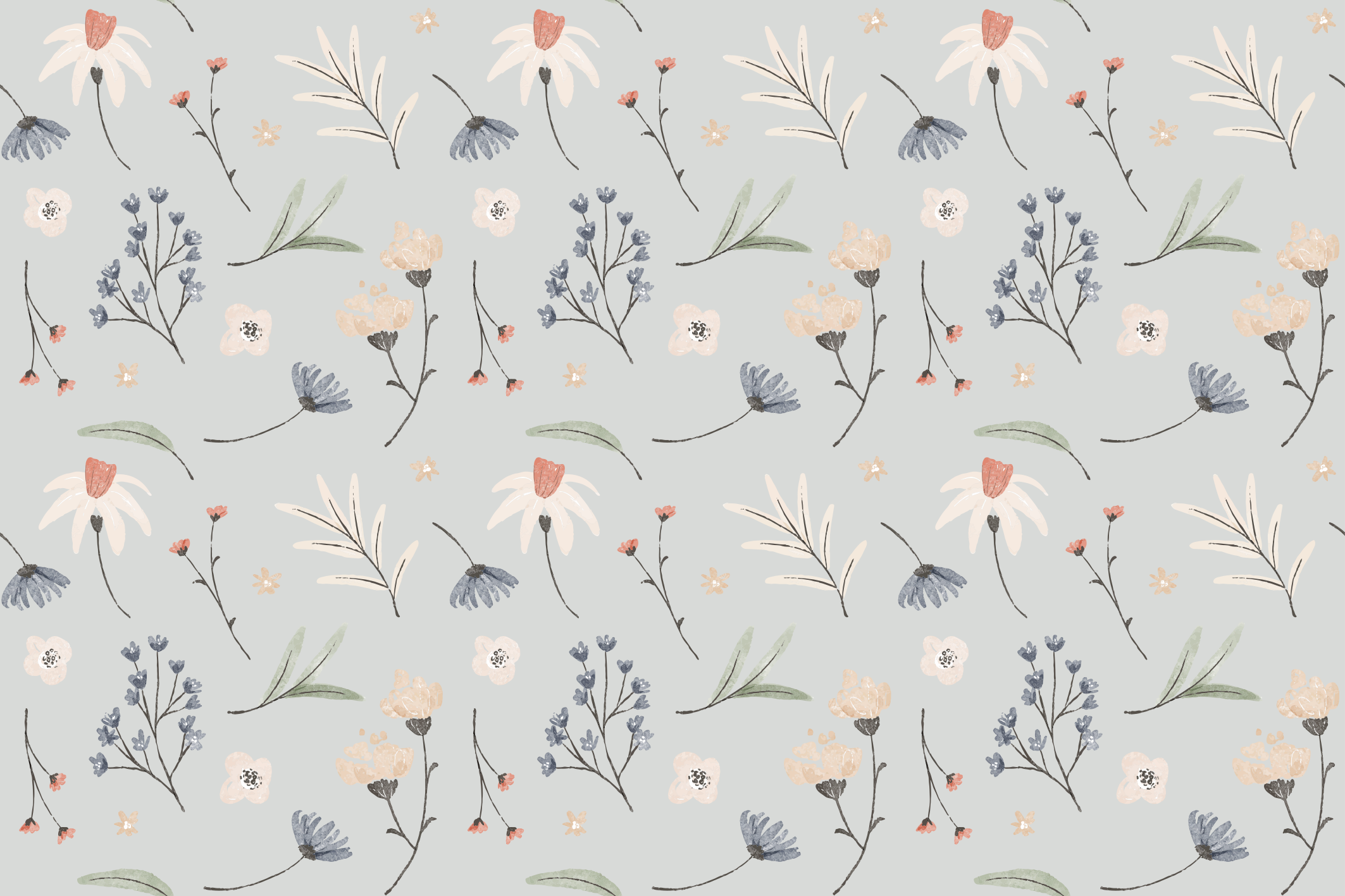 γκρι φλοράλ χαλί με μοτίβο "χάμπτον". - TenStickers