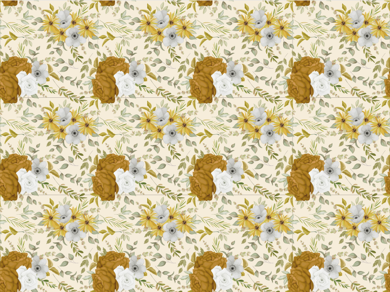 xαλί βινυλίου με λουλούδια βοτανικό σχέδιο με φύλλα - TenStickers