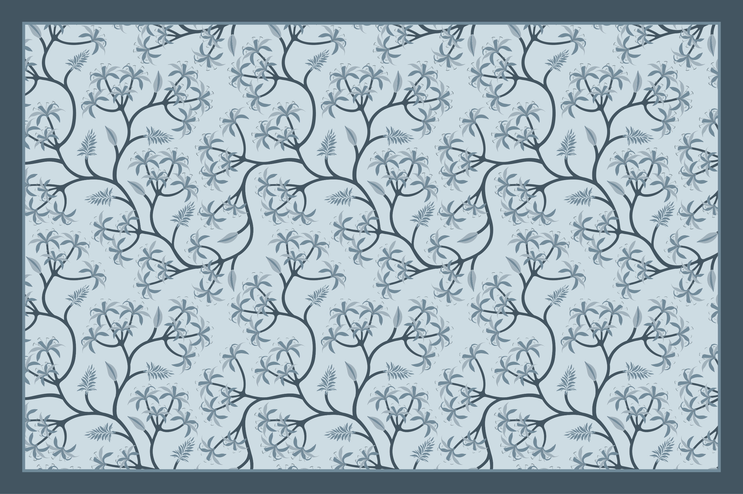 κλασικό γαλάζιο φλοράλ χαλί - TenStickers