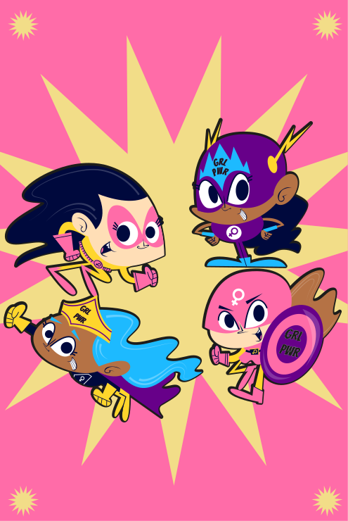 πολλές γυναίκες super-heroes παιδικό χαλί βινυλίου - TenStickers