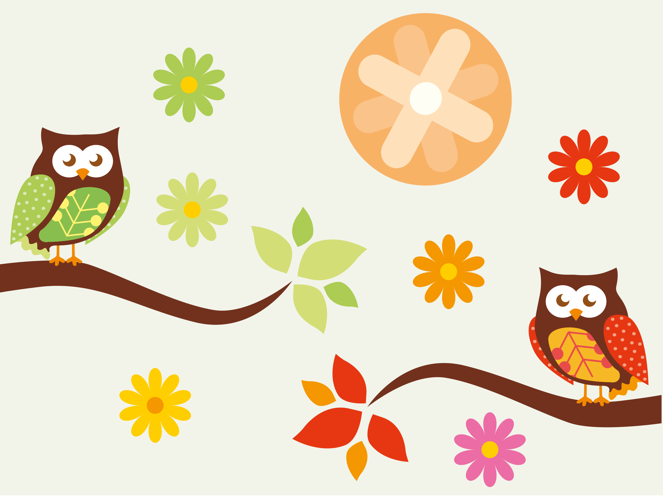 μοκέτα βινυλίου πολύχρωμες κουκουβάγιες φυτωρίου - TenStickers