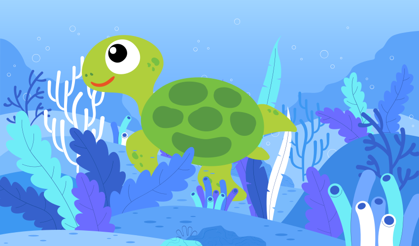 χαριτωμένο μωρό πράσινη χελώνα ζωάκι χαλί - TenStickers