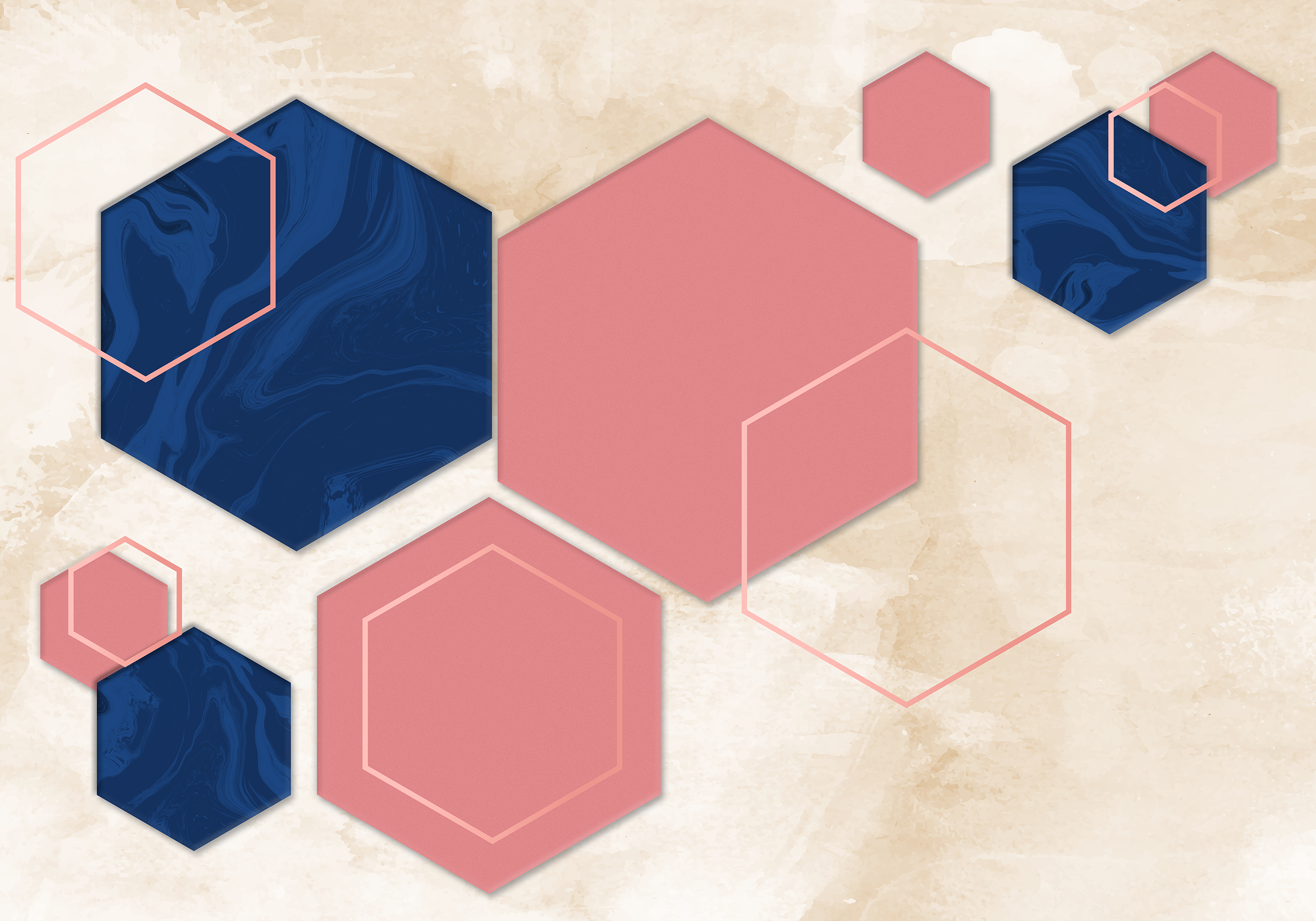 xαλί γεωμετρικού σχεδιασμού αφηρημένα εξάγωνα - TenStickers