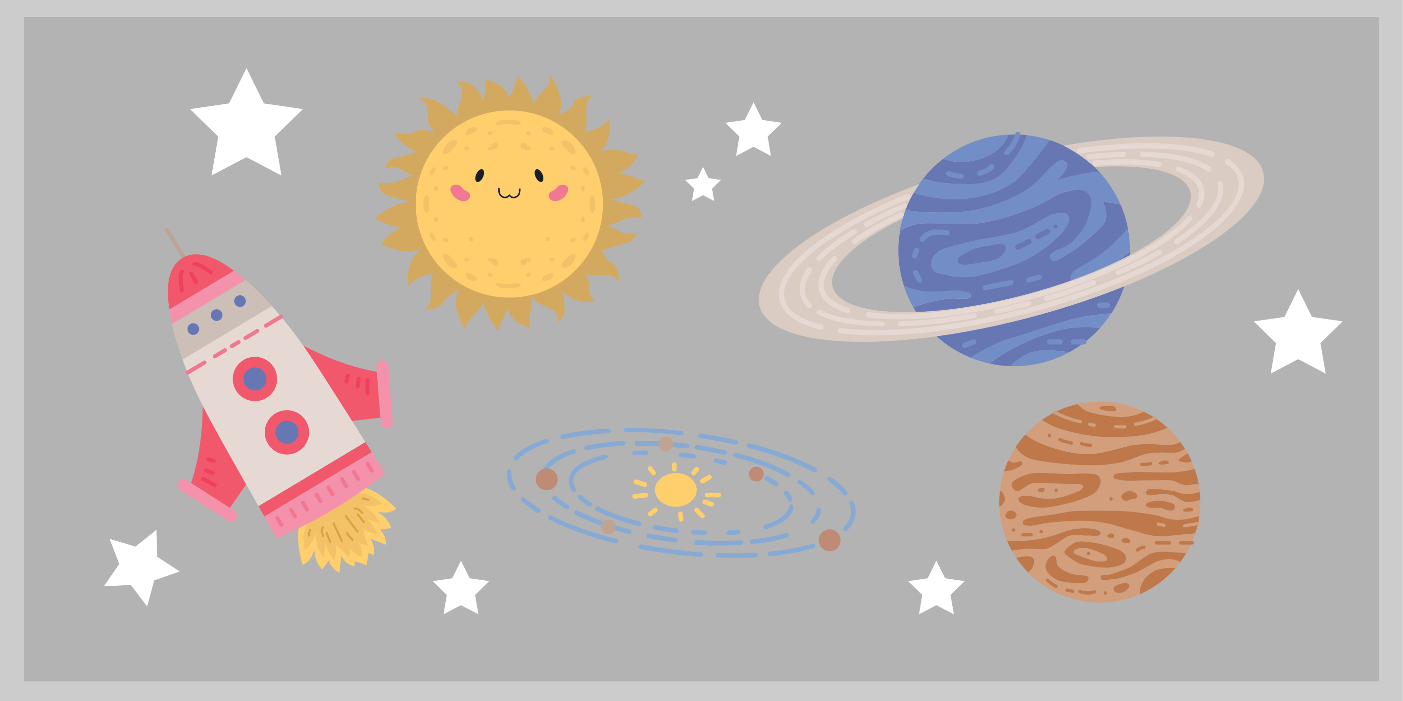 διαστημική και πλανήτες αστέρι βινυλίου χαλί - TenStickers