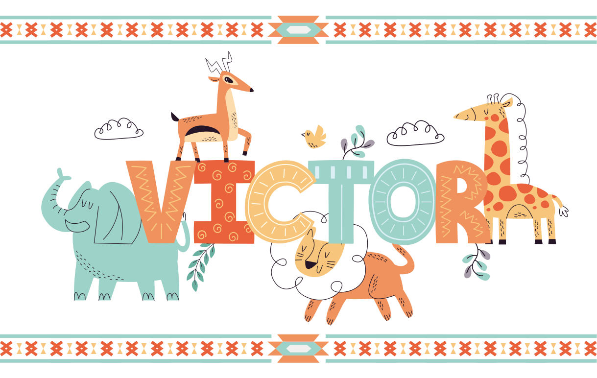 Βινυλιακό χαλί με όνομα εξατομικευμένο θέμα σαφάρι - TenStickers