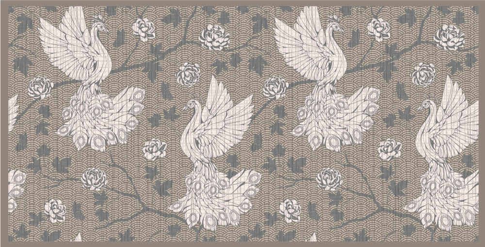 xαλί με εκτύπωση ζώου σκηνή κήπου γερανού - TenStickers