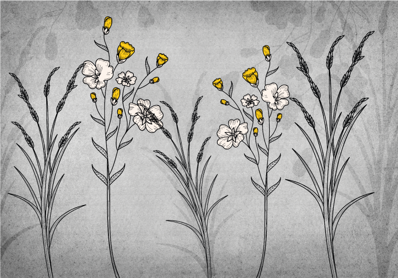 xαλί βινυλίου με λουλούδια floral σκίτσο λεπτομέρεια - TenStickers