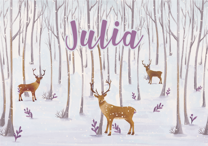 παιδικό χαλί βινυλίου σκανδιναβικού χειμερινού δάσους - TenStickers