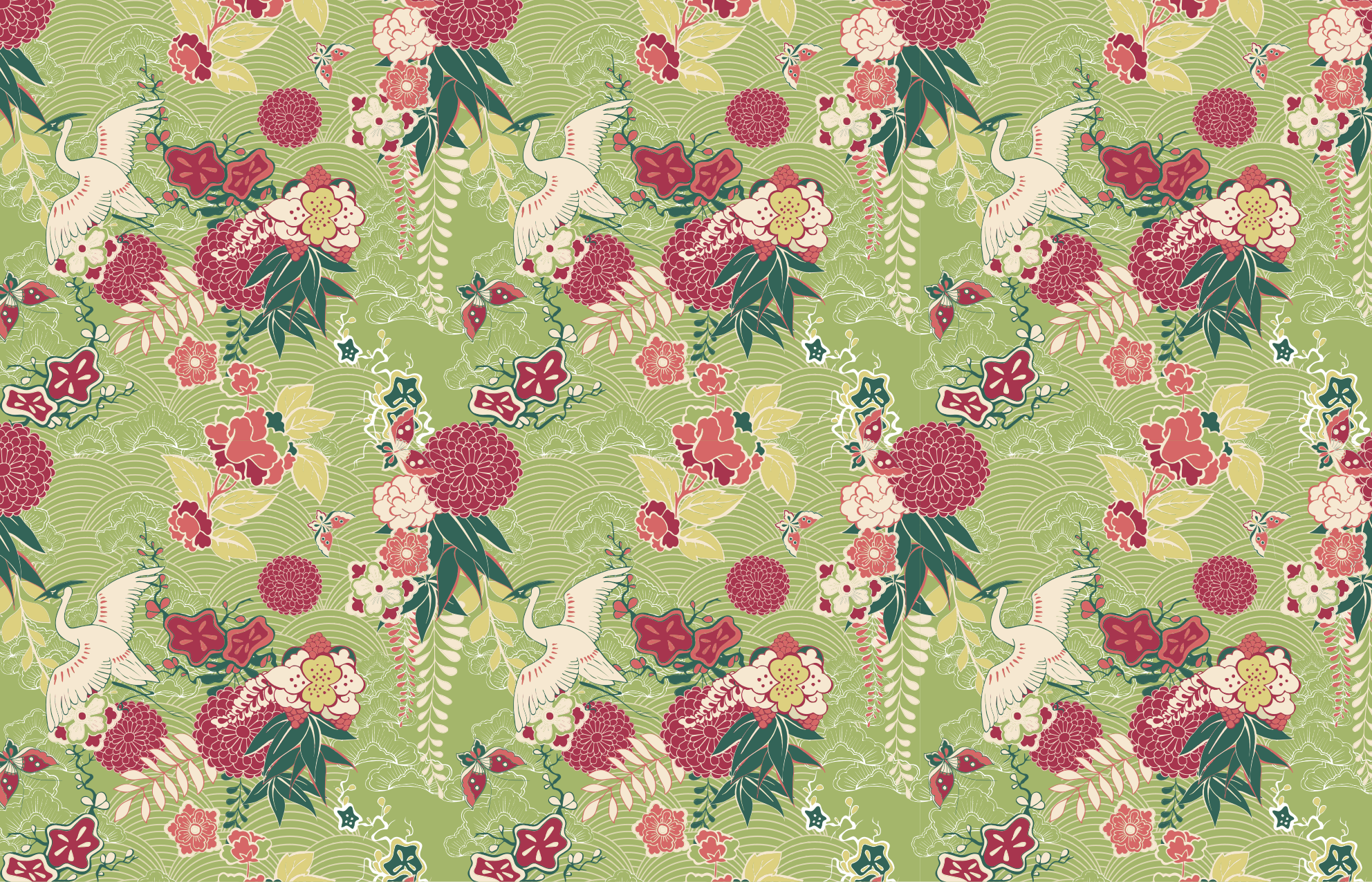 ανατολίτικα μεταξωτά τριαντάφυλλα χαλιού chinoiserie - TenStickers