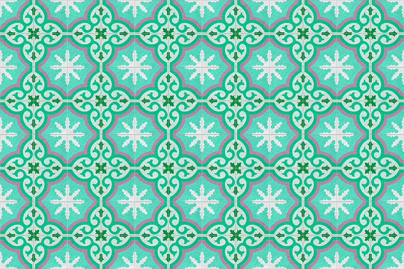 Βινταζέ χαλί από βινύλιο Πράσινη υδραυλική πλακίδια - TenStickers