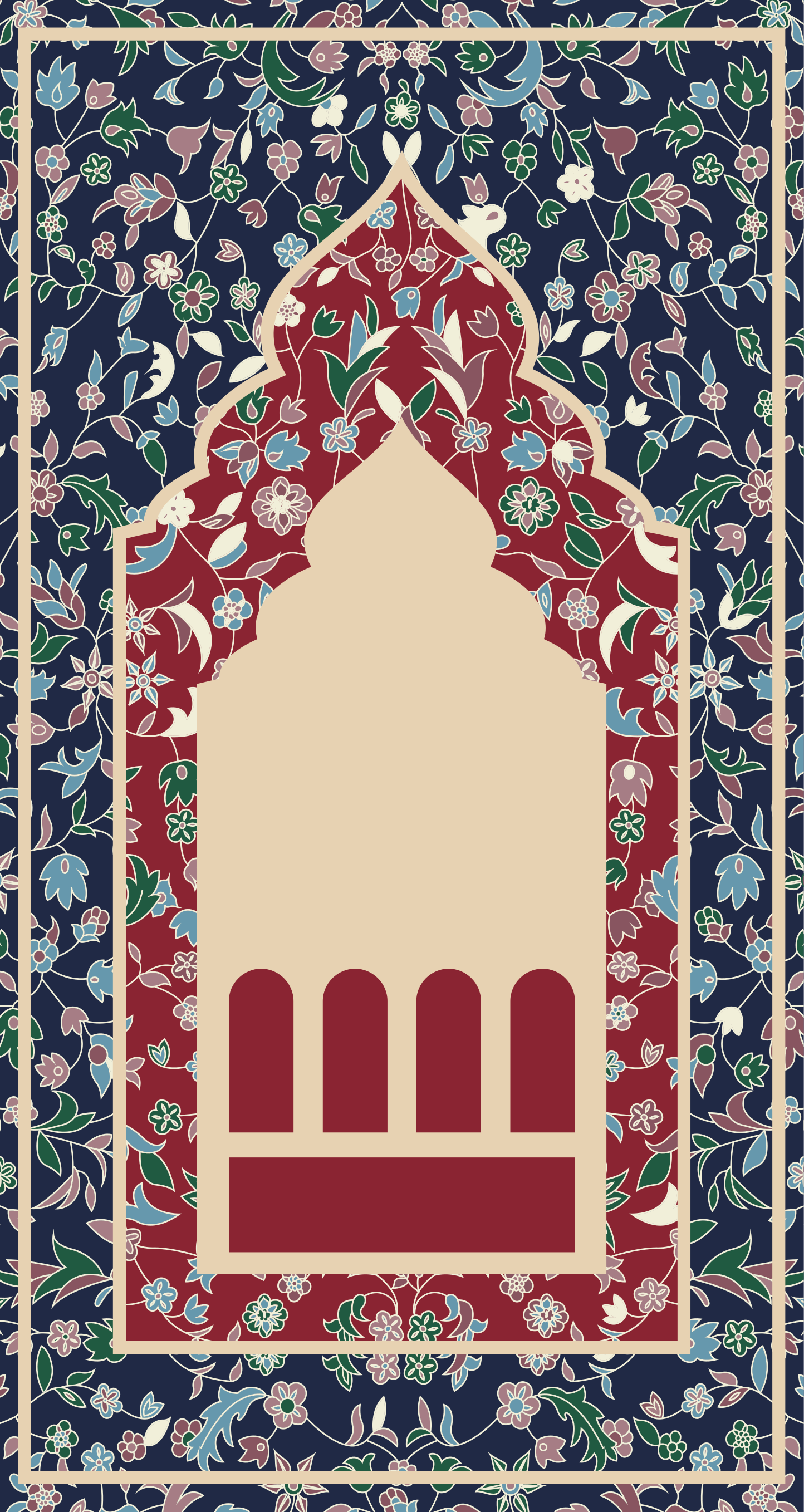 Χαλί βινυλίου ορθογώνιο μοτίβο λουλουδιών περσικό στιφάδο - TenStickers