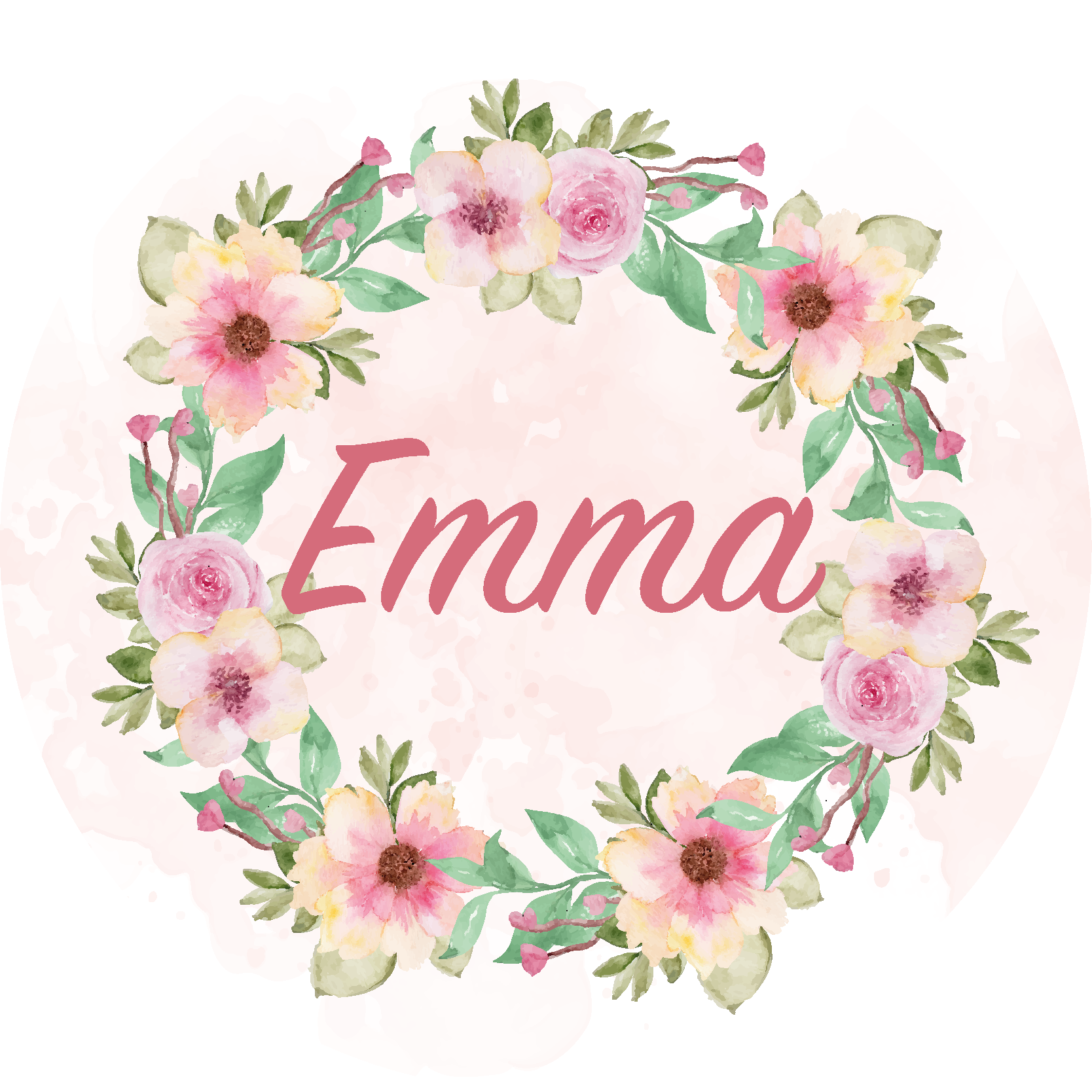 xαλί βινυλίου με ανάγλυφο όνομα στέμμα από λουλούδια - TenStickers