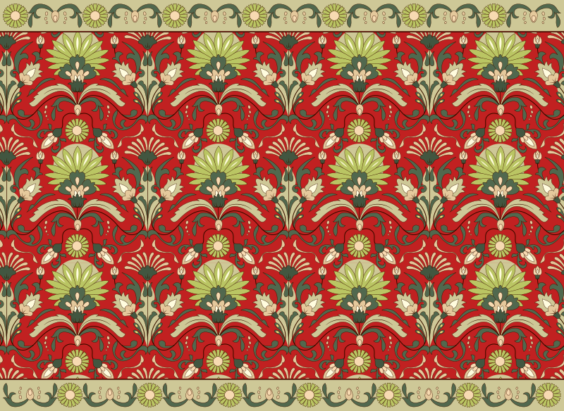 Βινυλιακό χαλί τραπεζαρίας παραδοσιακό πράσινο σχέδιο - TenStickers