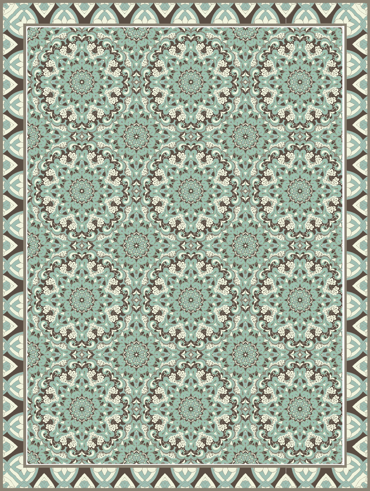 Βινυλιακό χαλί τραπεζαρίας λουλουδάτο μοτίβο πλακιδίων - TenStickers