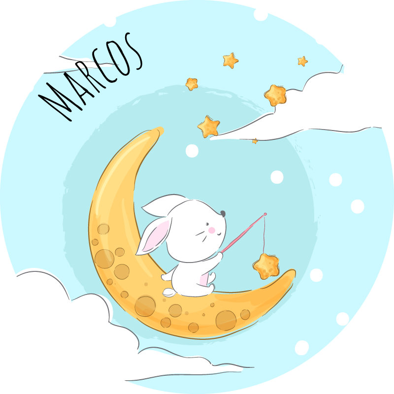 Βινυλιακό χαλί με όνομα ψάρεμα στο φεγγαρόφωτο - TenStickers