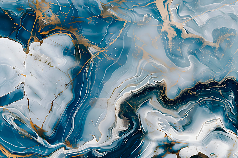 Μαρμάρινο χαλί βινυλίου μπλε σκούρο και λευκό χρώμα - TenStickers