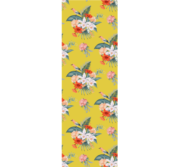 ταπετσαρία λουλουδιών μπουκέτο σε κίτρινο φόντο - TenStickers