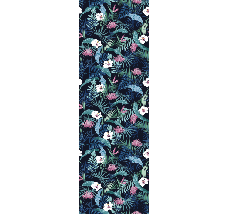 ταπετσαρία λουλουδιών τροπική floral σκηνή - TenStickers