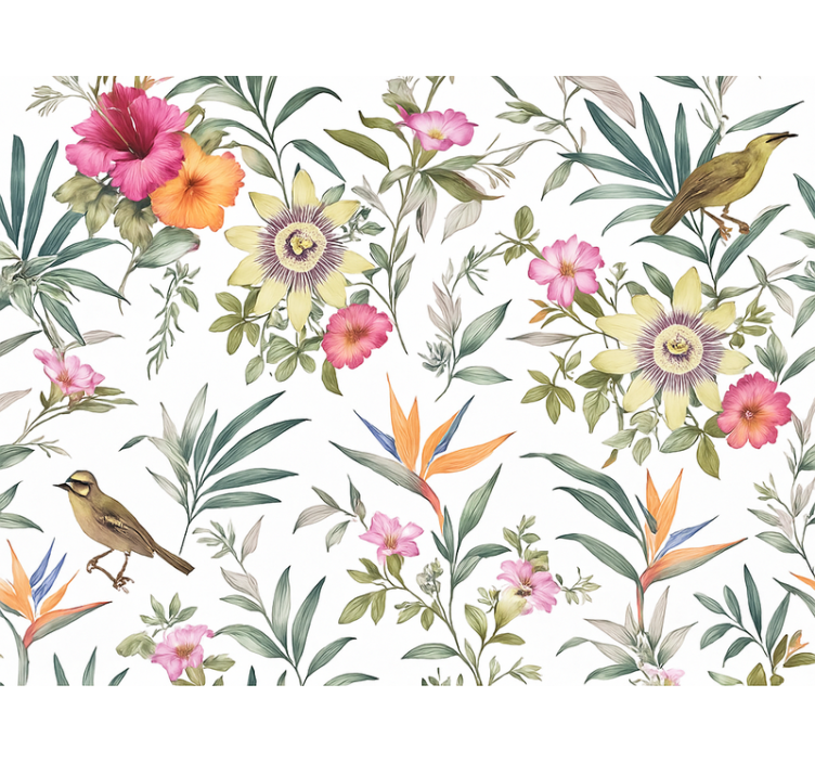 Ταπετσαρία κύρια υπνοδωμάτιο Μπλε Λουλουδάτο Σχέδιο - TenStickers