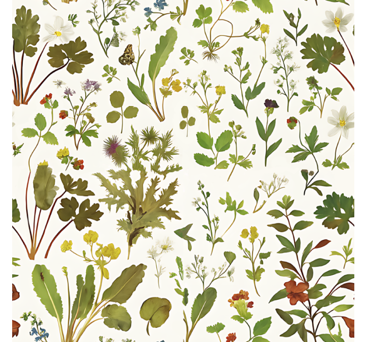 Ταπετσαρία κύρια υπνοδωμάτιο με φυτικό σχέδιο σε λευκό φόντο - TenStickers