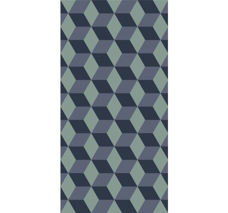 Ταπετσαρία υπνοδωματίου με ρετρό κύβους σε μπλε αποχρώσεις - TenStickers