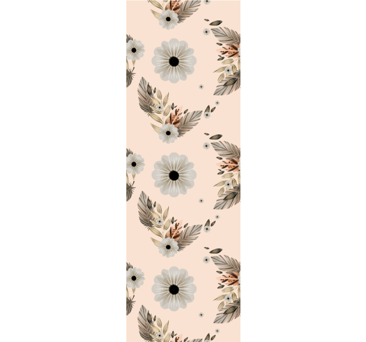 Ταπετσαρία υπνοδωματίου με ροζ και μαύρα λουλούδια - TenStickers