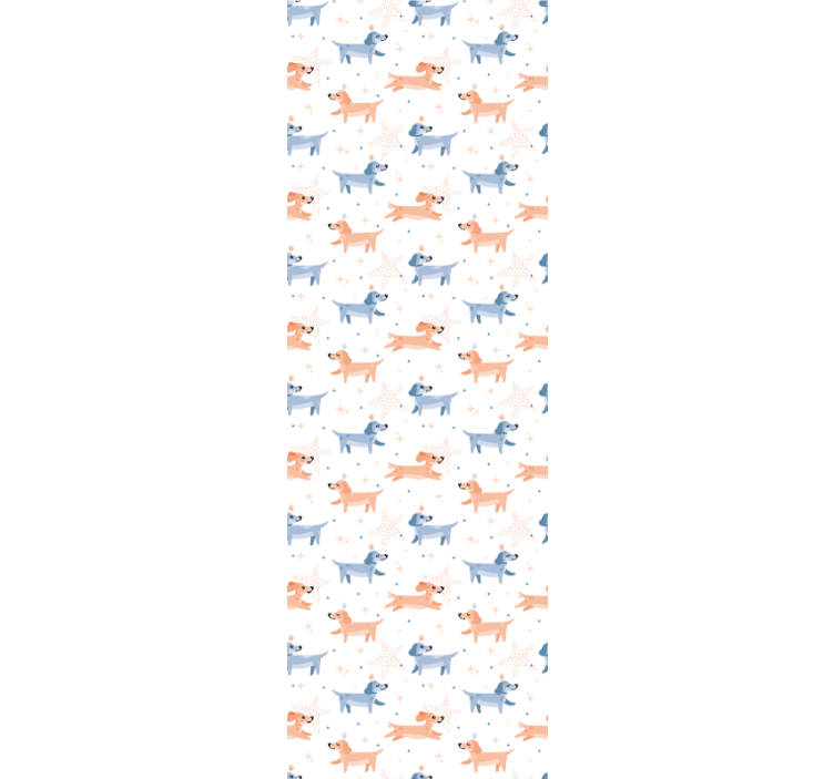 Ταπετσαρία υπνοδωματίου με χαριτωμένα σκυλιά και στέμμα - TenStickers