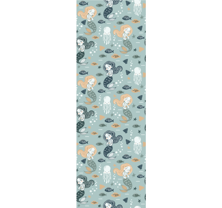 Ταπετσαρία υπνοδωματίου σχέδιο μπλε μαγική γοργόνα - TenStickers