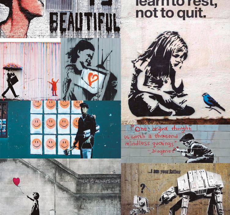 ταπετσαρία τέχνης κολάζ banksy - TenStickers